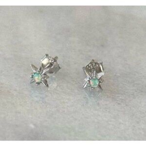 COPY - Sterling Silver Opal Star Burst Mini Micro Earrings Brand New